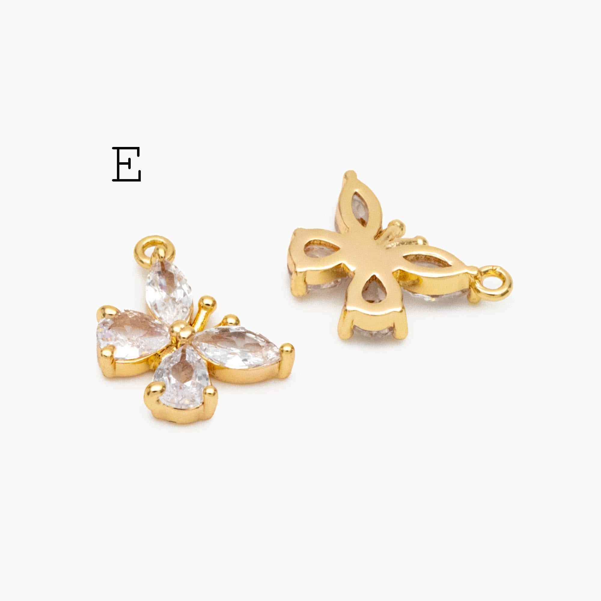 4pcs Delicate Butterfly Charms for Jewelry Making, Gold plated Butterfly Pendants (GB-3561)